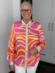 Emily Van Den Bergh - Hemdbluse Zebra / orange-pink