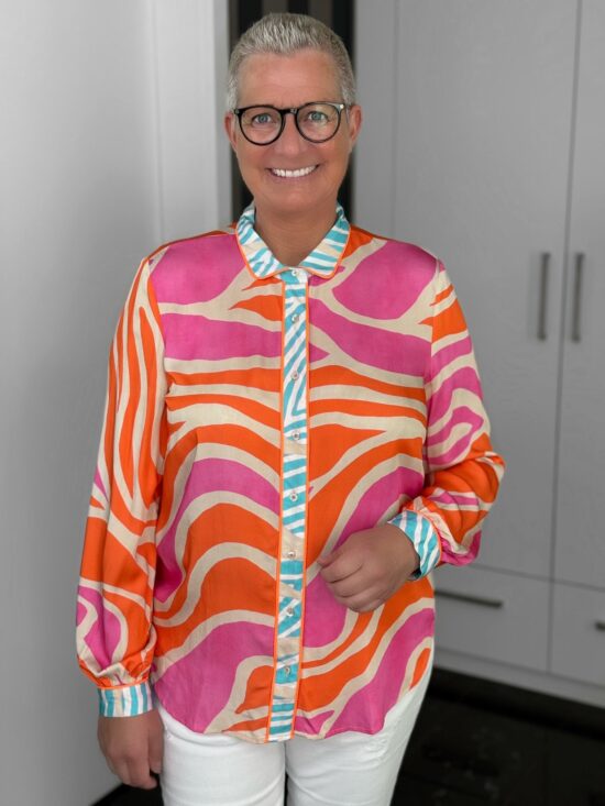 Emily Van Den Bergh - Hemdbluse Zebra / orange-pink