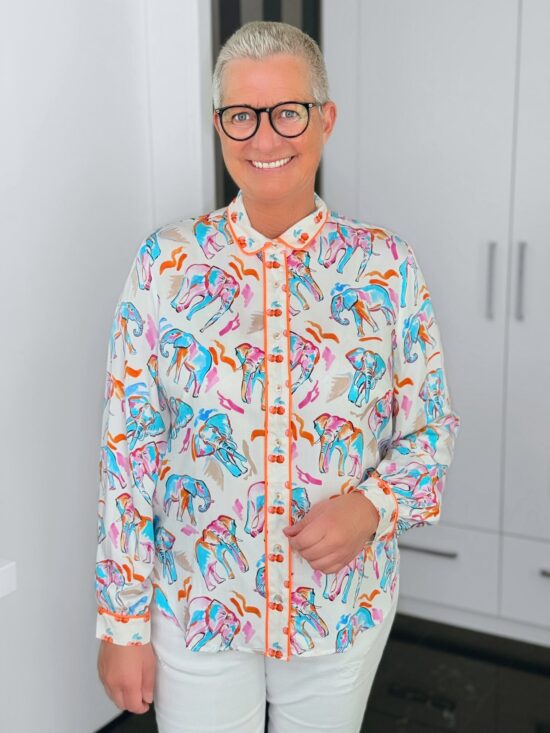 Emily Van Den Bergh - Hemdbluse Elephants / weiß-multicolour