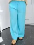 Emily Van Den Bergh - Leinenhose / aqua