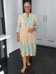 Emily Van Den Bergh - Leinenkleid Boho / sand-aqua