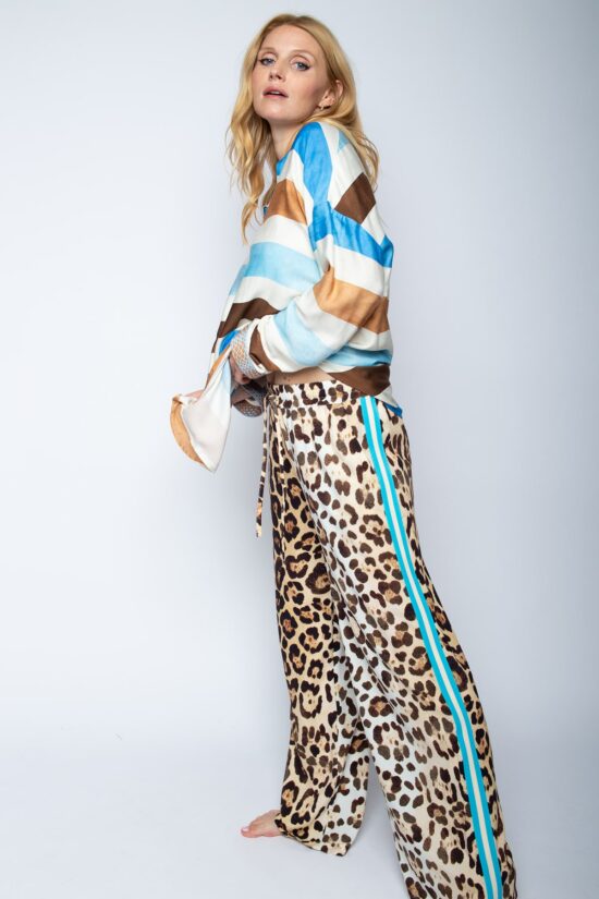 Emily Van Den Bergh - Wideleg Pants Galon / leo-blau