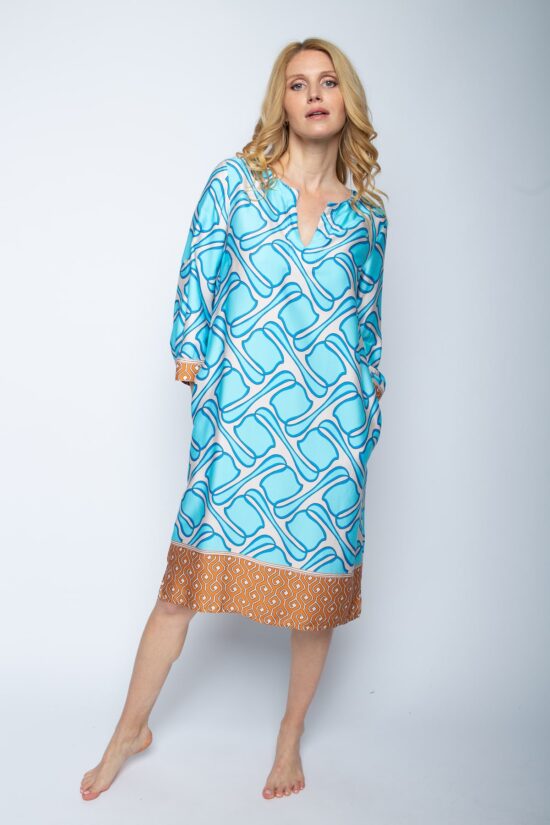 Emily Van Den Bergh - Kleid Two-Tone / aqua-cognac
