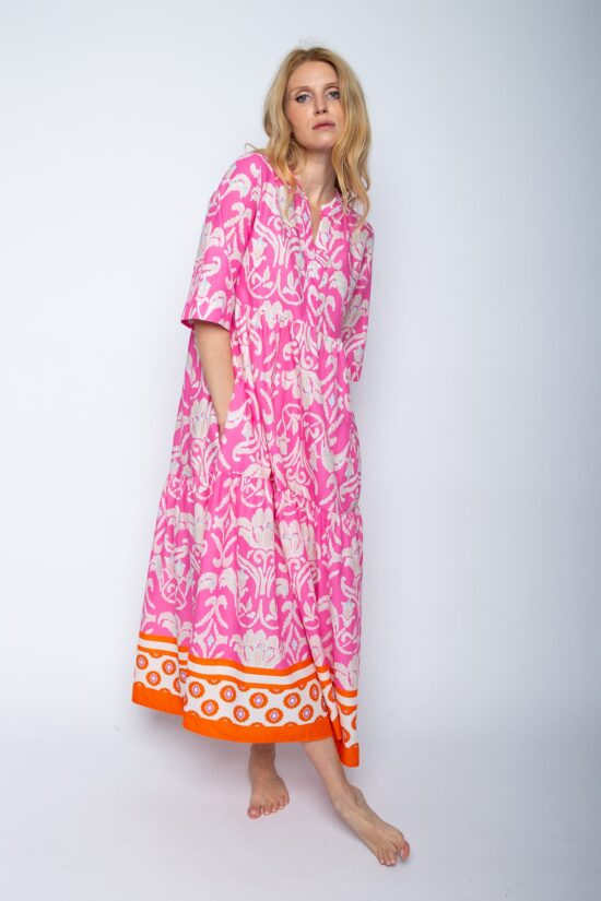 Emily Van Den Bergh - Stufenkleid Boho / pink-orange