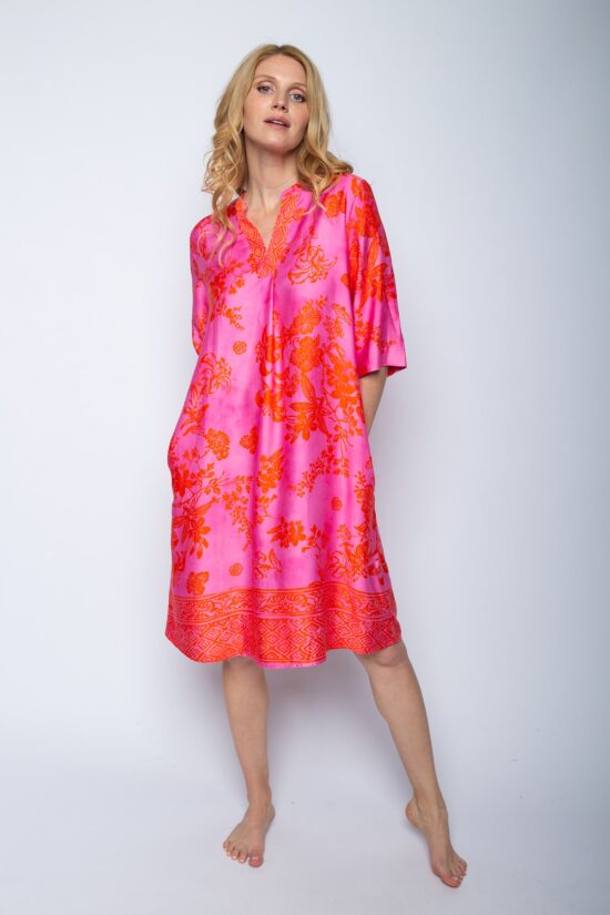 Emily Van Den Bergh - Kleid Floral / pink-orange