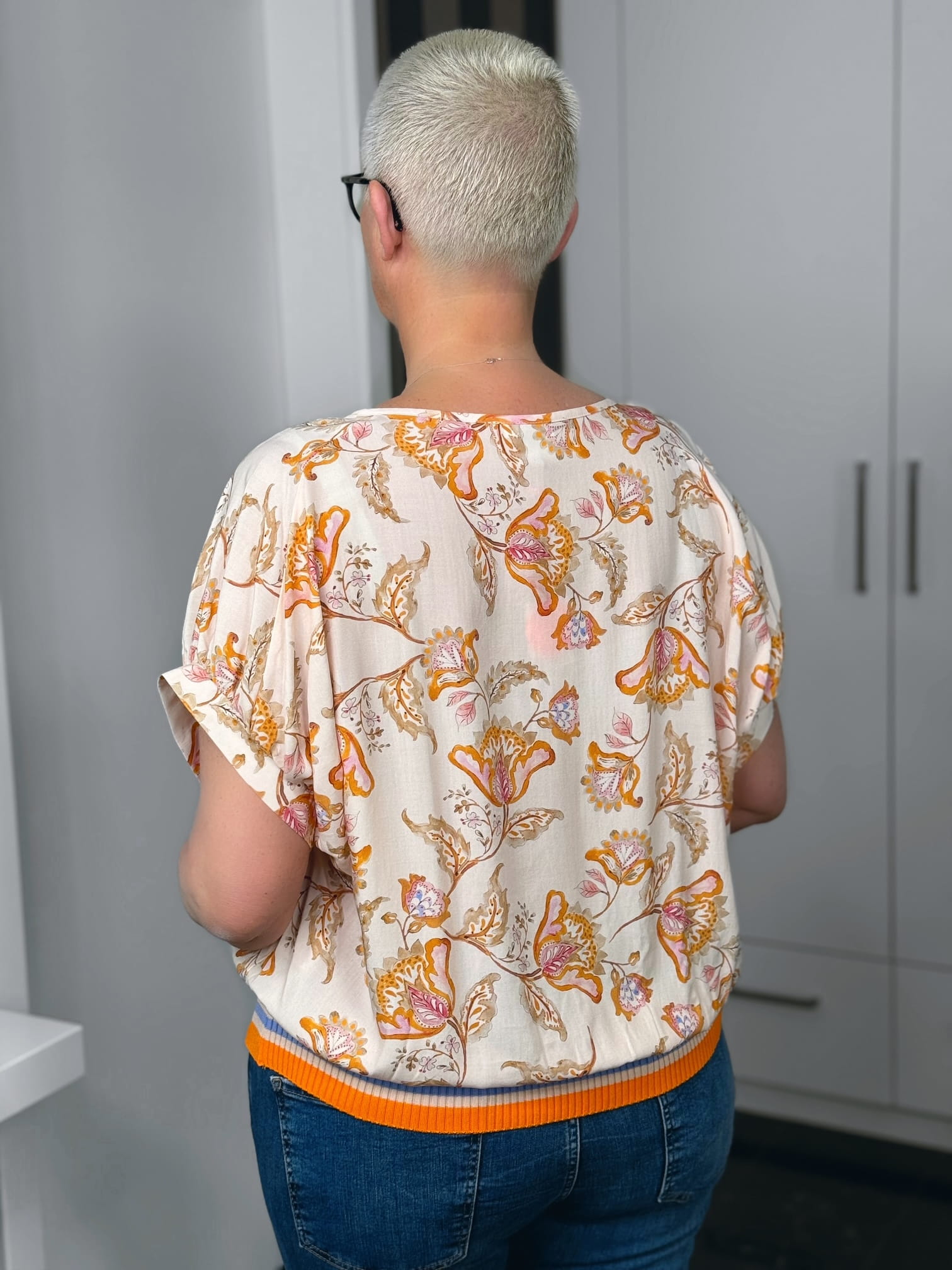 Emily van den Bergh-Bluse-8825-158240-491-6 Emily van den Bergh Kurzarmbluse Fleur in peach-multicolour – Ansicht 6