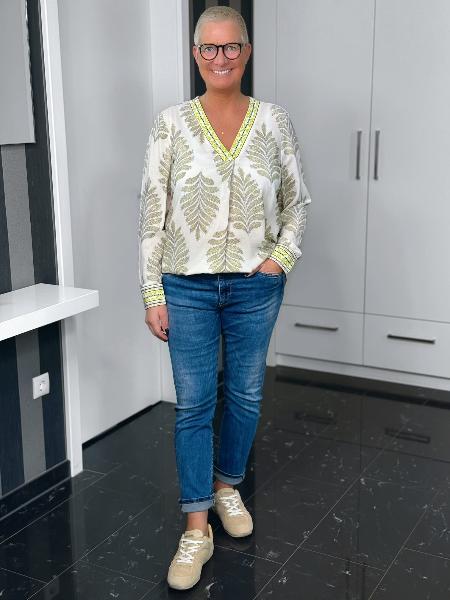 Emily van den Bergh-Bluse-8841-157003-792-4 Emily van den Bergh Bluse Celine in taupe-lemon – Ansicht 4