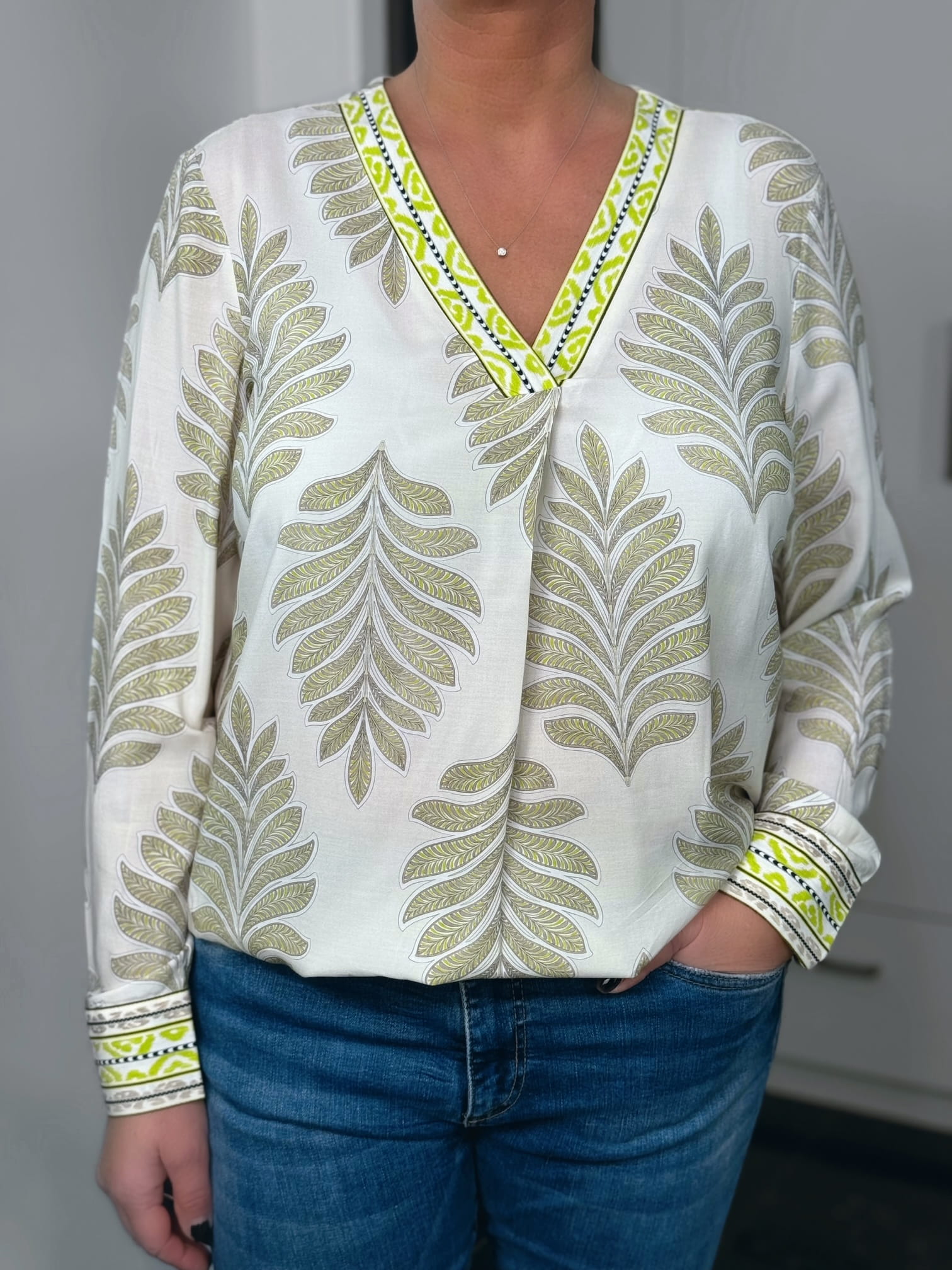 Emily van den Bergh-Bluse-8841-157003-792-5 Emily van den Bergh Bluse Celine in taupe-lemon – Ansicht 5