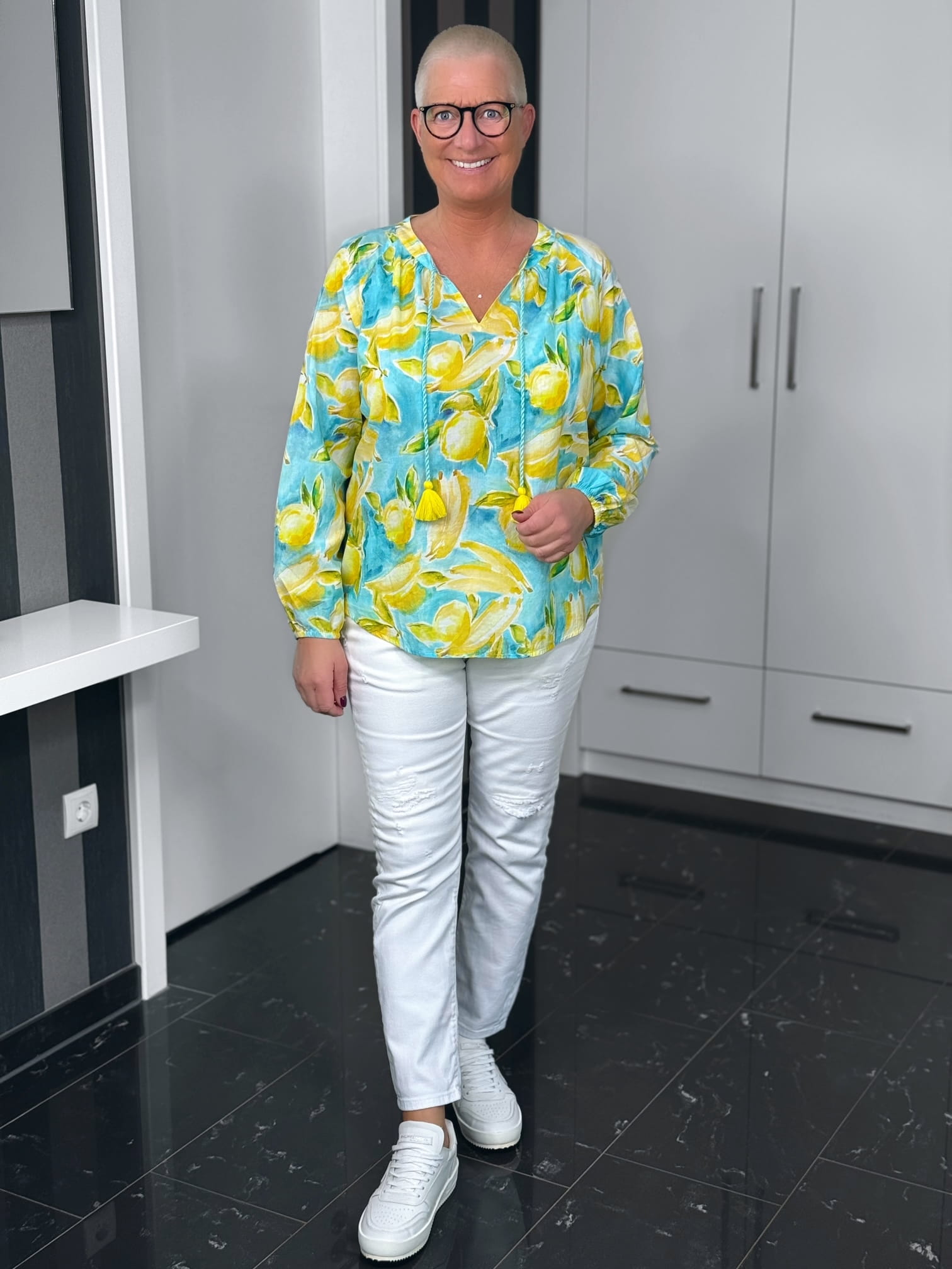 Emily van den Bergh-Bluse-8798-152880-690-4 Emily van den Bergh Bluse Lemon in aqua-gelb – Ansicht 4