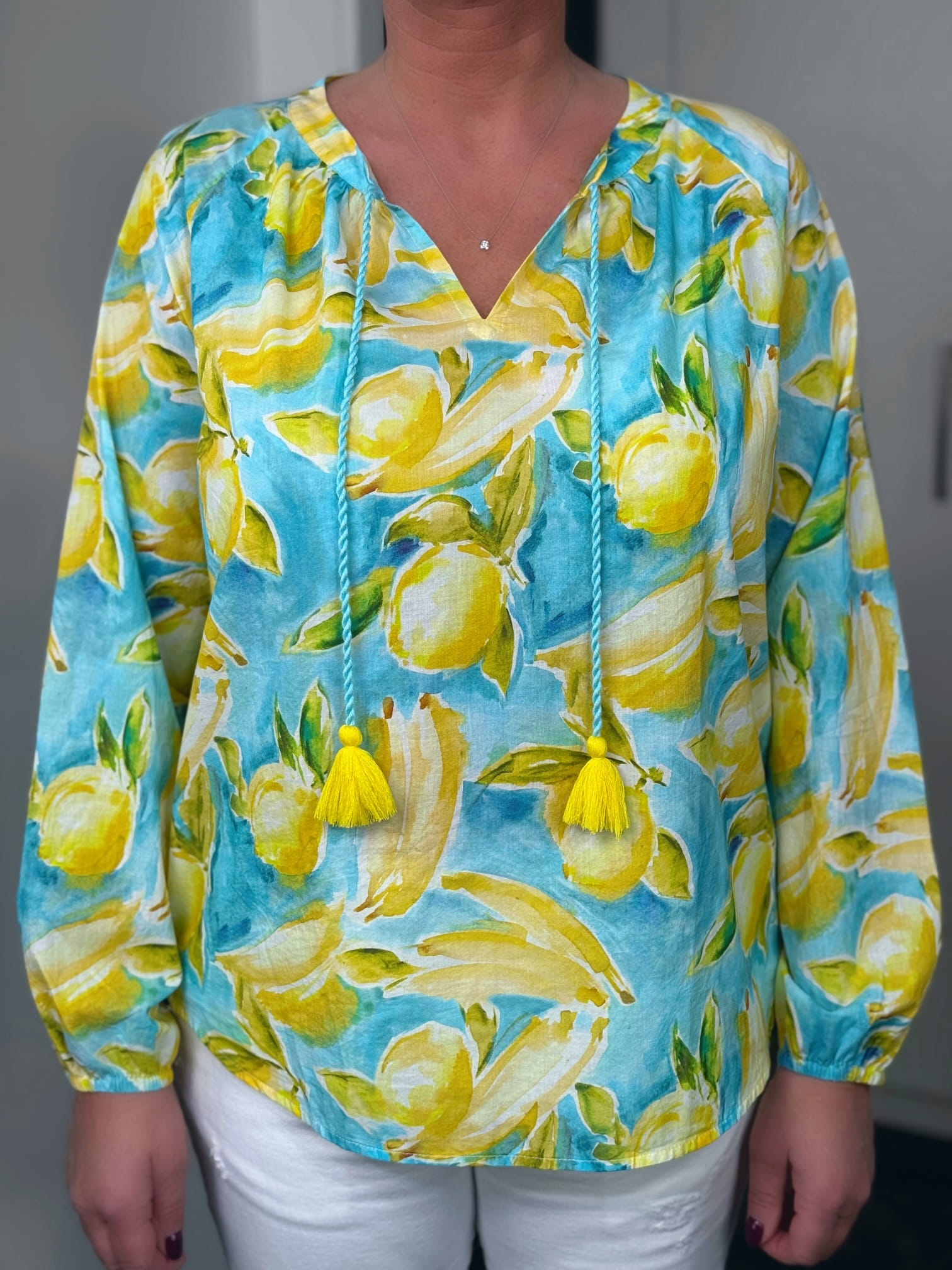 Emily van den Bergh-Bluse-8798-152880-690-5 Emily van den Bergh Bluse Lemon in aqua-gelb – Ansicht 5