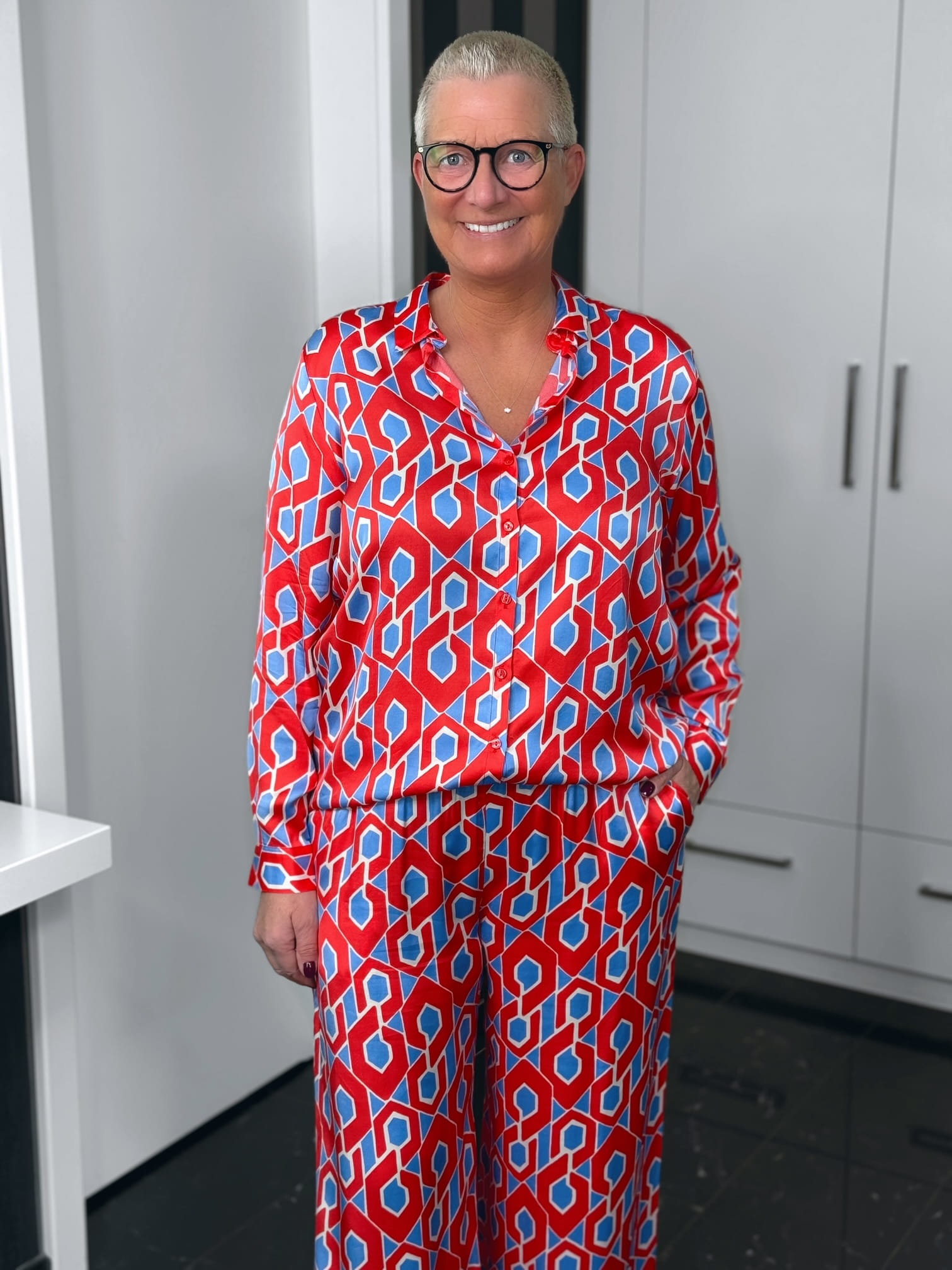 Milano Italy-Bluse-61-6522-3655-1400-3 Milano Italy Hemdbluse Riviera in rot-hellblau – Ansicht 3