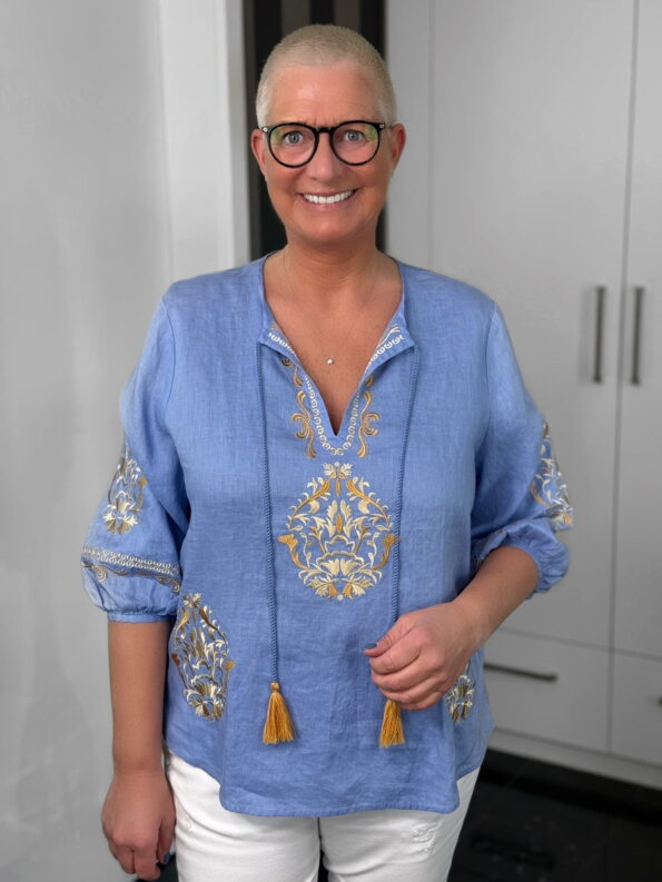 Emily van den Bergh Leinentunika Boho in meerblau