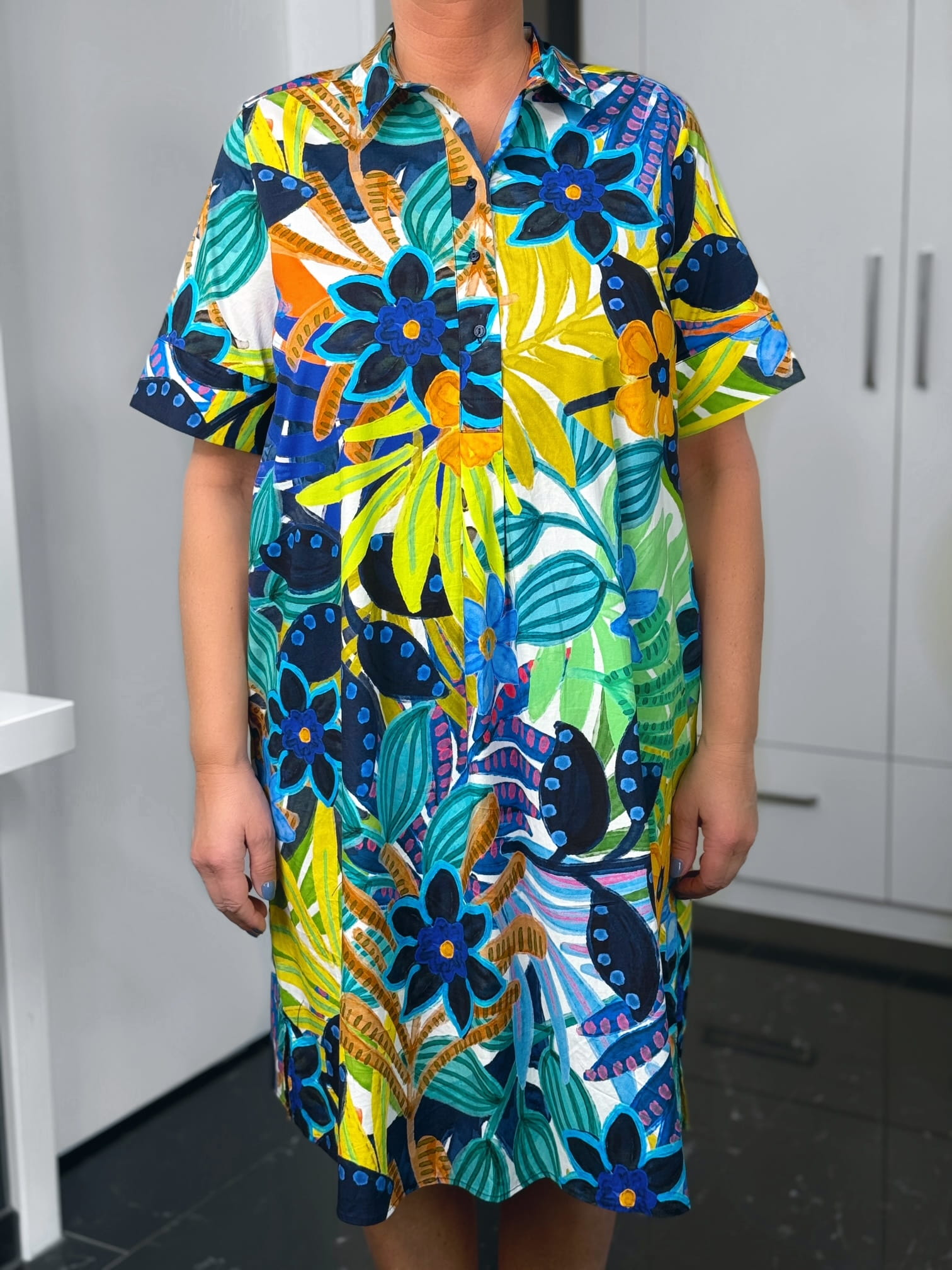 Milano Italy-Kleid-62-2437-1439-1605-4 Milano Italy Hemdblusenkleid Bali in blau-multicolour – Ansicht 4