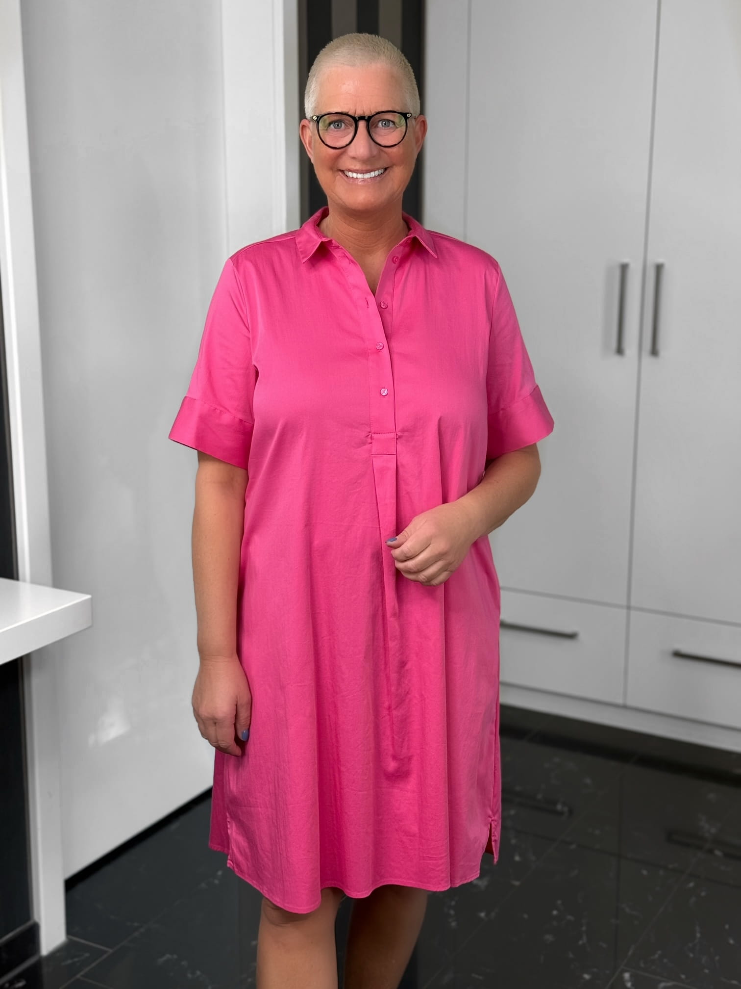 Milano Italy-Kleid-95-2020-1439-406-3 Milano Italy Hemdblusenkleid in pink – Ansicht 3