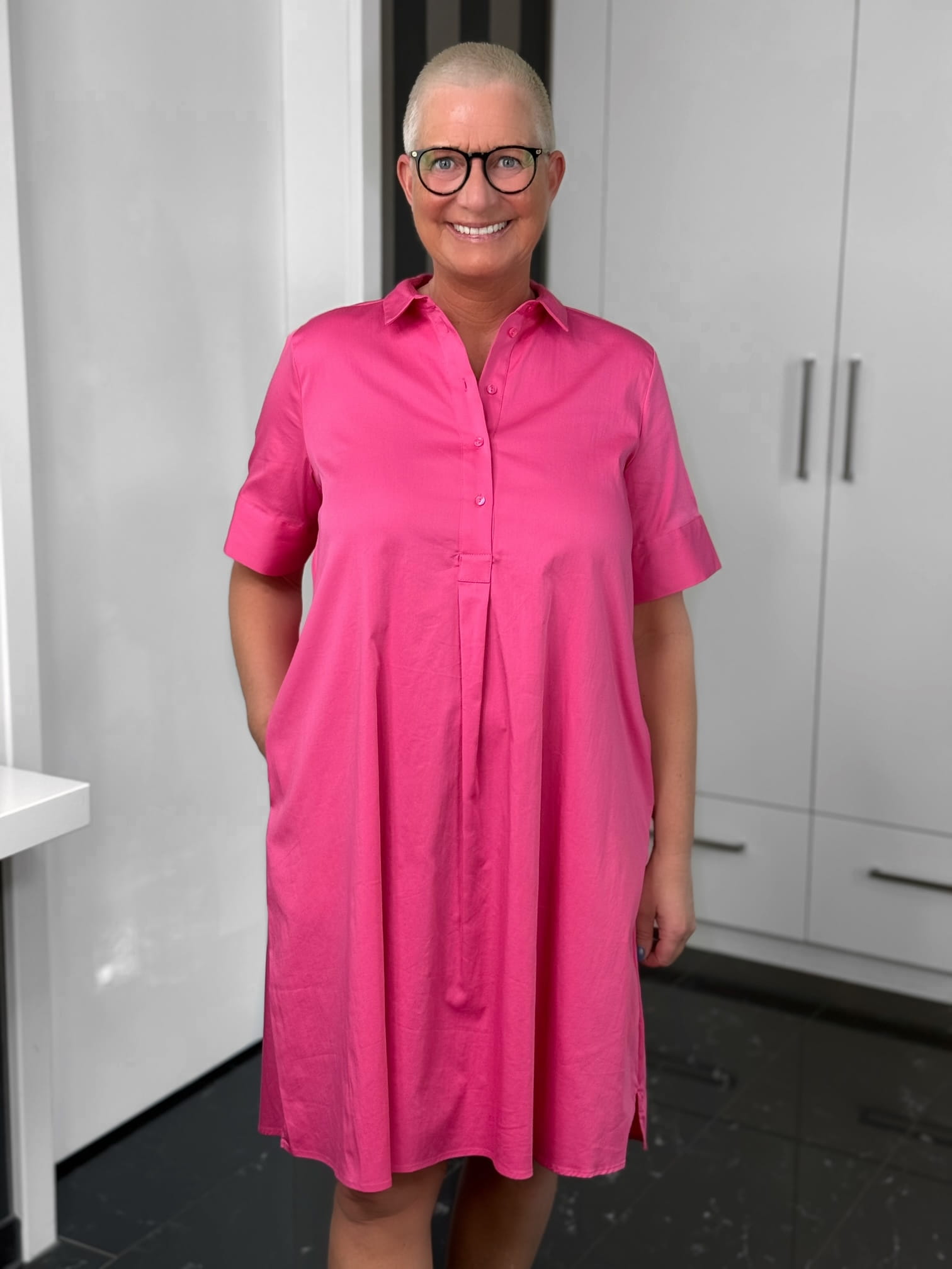 Milano Italy-Kleid-95-2020-1439-406-4 Milano Italy Hemdblusenkleid in pink – Ansicht 4
