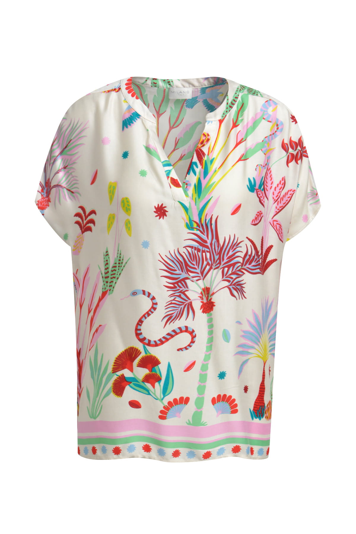 Milano Italy-Bluse-62-6528-7018 Milano Italy Kurzarmbluse Paradise in sand-multicolour – Ansicht 7