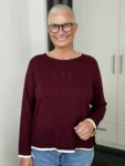 Feinstrickpullover Bordeaux Chic burgunder-creme – Vorderansicht