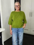 Alpaka-Pullover Matcha Love grün – Vorderansicht