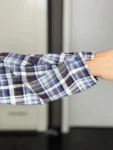 Lagenlook-Shirt Double Layer grau-karo – Vorderansicht