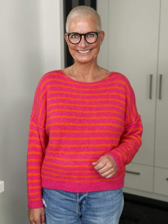 Ringelpullover in pink-orange