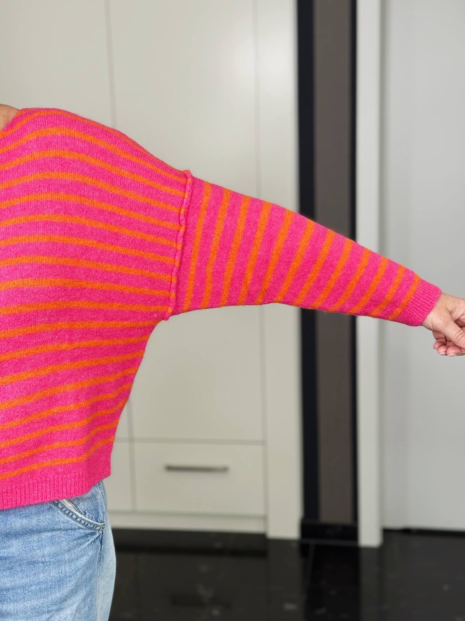 markenfest-Pullover-8-5 Ringelpullover in pink-orange – Ansicht 5