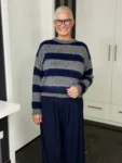 Mohairpullover Midnight Stripes navy-grau – Vorderansicht
