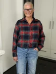 Oversize-Karohemd Highland Tartan rot-navy-grün – Vorderansicht