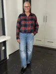 Oversize-Karohemd Highland Tartan rot-navy-grün – Vorderansicht