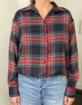 Oversize-Karohemd Highland Tartan rot-navy-grün – Vorderansicht