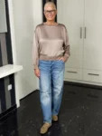 Satinshirt Silky Glow taupe – Vorderansicht