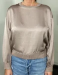 Satinshirt Silky Glow taupe – Vorderansicht