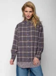 Emily van den Bergh Hemdbluse Autumn Check schoko-blau – Vorderansicht