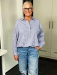Emily van den Bergh Hemdbluse Cosy Check in blau-rosé, Vorderansicht