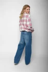 Emily van den Bergh Hemdbluse Flanell Touch in rosé-grau, Vorderansicht