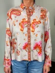 Emily van den Bergh Hemdbluse Paisley Sunrise in taupe-multicolour, Vorderansicht