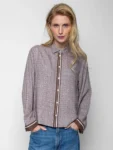 Emily van den Bergh Hemdbluse Tie Chic in taupe, Vorderansicht
