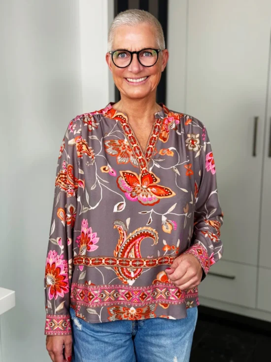 Emily van den Bergh Tunikabluse Paisley Dusk in taupe-multicolour, Vorderansicht