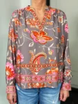 Emily van den Bergh Tunikabluse Paisley Dusk in taupe-multicolour, Vorderansicht