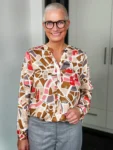 MILANO ITALY Bluse London Map in caramel-multicolour, Vorderansicht