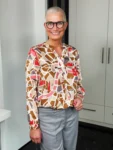 MILANO ITALY Bluse London Map in caramel-multicolour, Vorderansicht