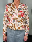 MILANO ITALY Bluse London Map in caramel-multicolour, Vorderansicht
