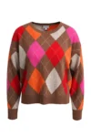 MILANO ITALY Pullover Argyle in braun-multicolour mit Rautenmuster - Vorderansicht