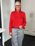 MILANO ITALY Schluppenbluse Chili in rot-weiß, Vorderansicht mit Schluppe
